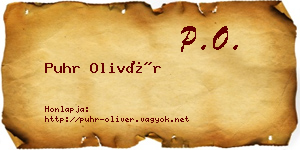 Puhr Olivér névjegykártya